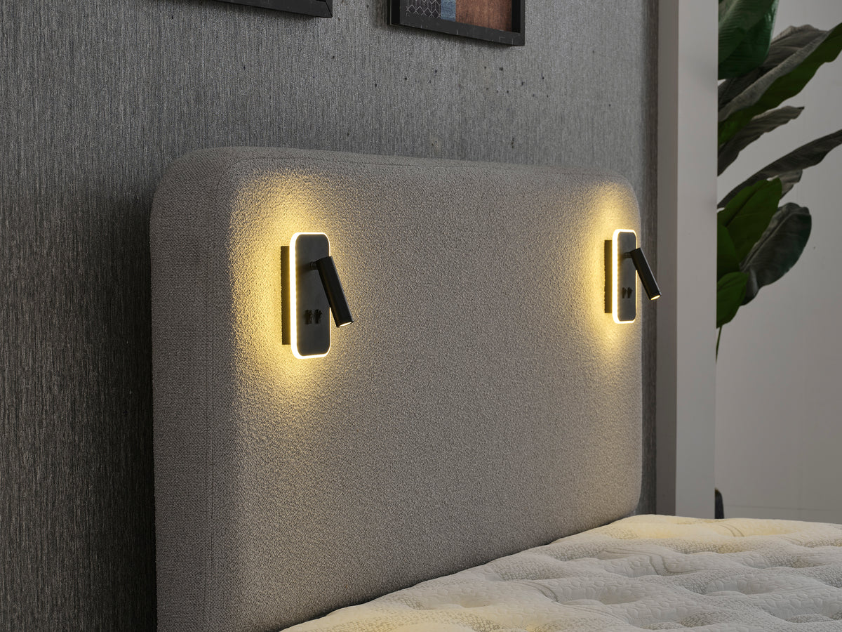 2BM -  Boxspring Naturel - Tissu couleur taupe - 160 x 200 cm