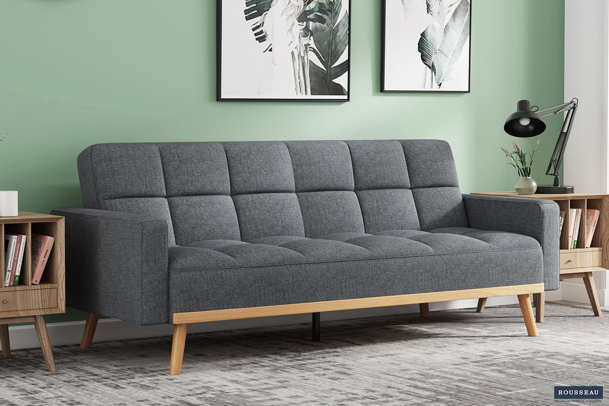 Rousseau - Canapé-lit Adana - Tissu Davis Neve 97 Gris - 84x214x84 cm