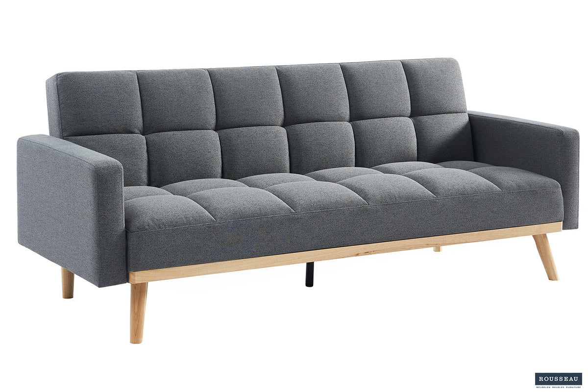 Rousseau - Canapé-lit Adana - Tissu Davis Neve 97 Gris - 84x214x84 cm