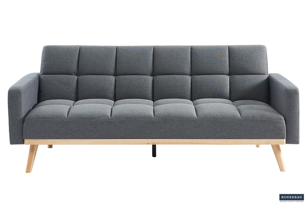 Rousseau - Slaapbank Adana - Stof Davis Neve 97 Grijs - 84x214x84 cm