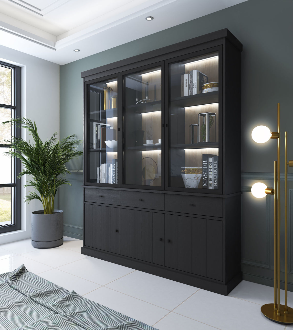 JAD - Vitrine Valencia 3dg - Noir - 181x40x220cm