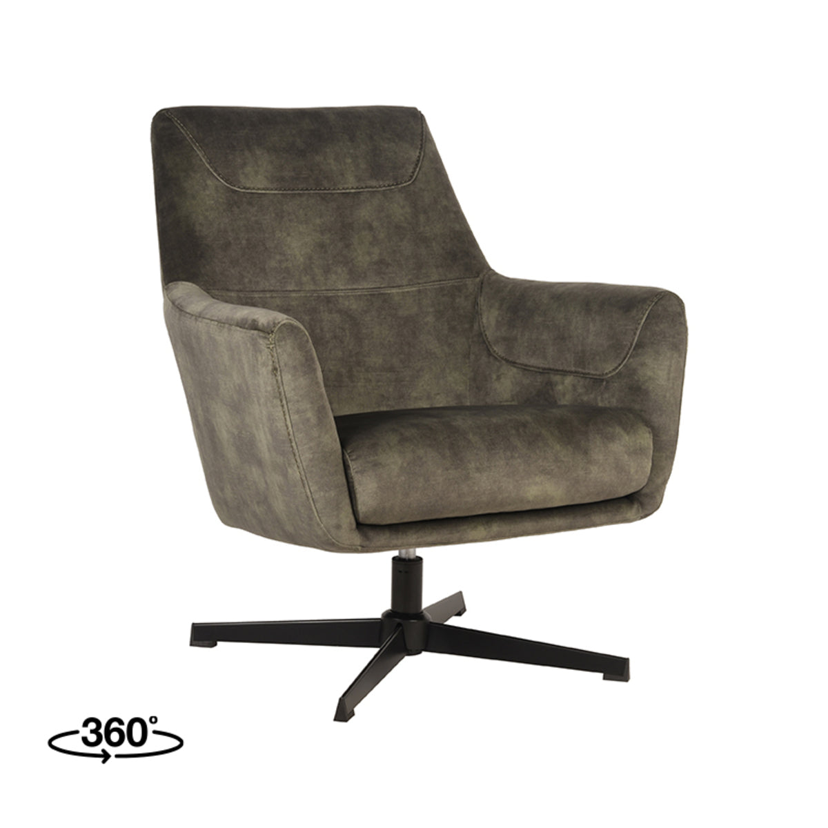 LABEL51 - Fauteuil Toby - Hunter - Velours - 85x50 cm