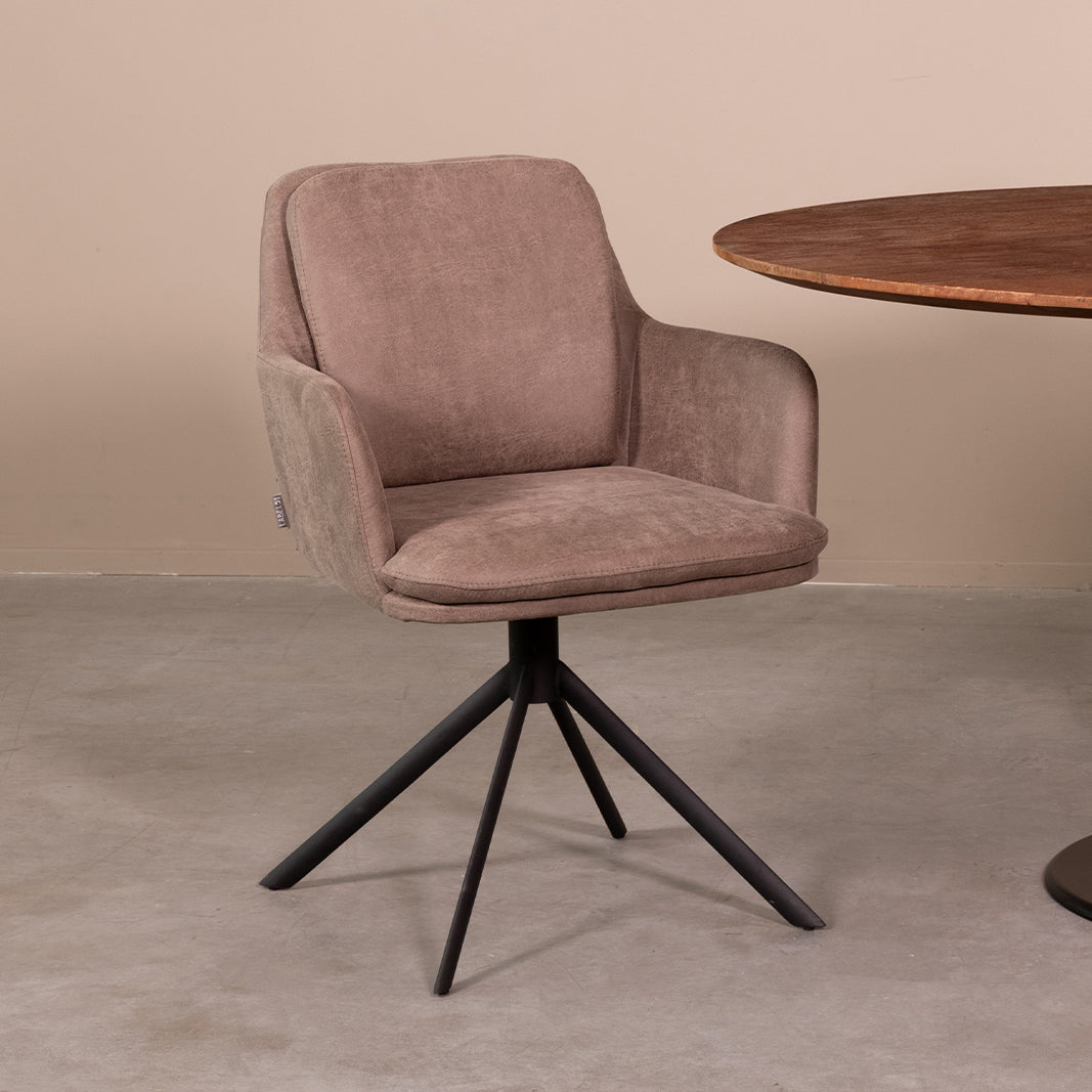 LABEL51 Eetkamerstoel Joy - Taupe - Microfiber