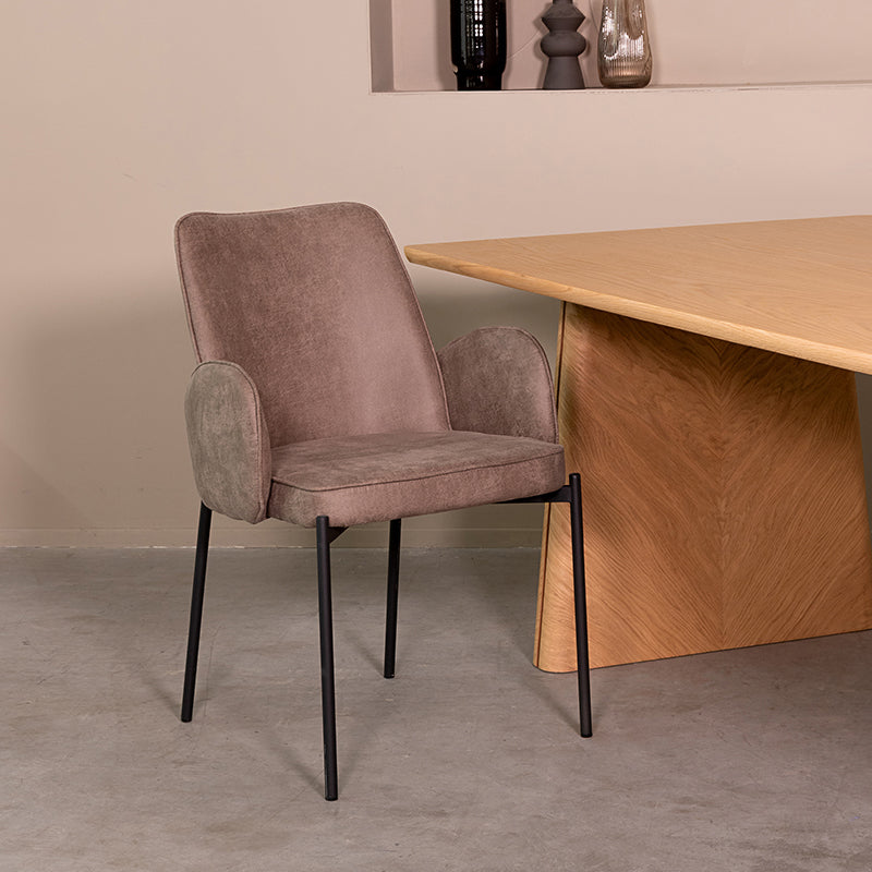 LABEL51 Eetkamerstoel Joni - Taupe - Microfiber