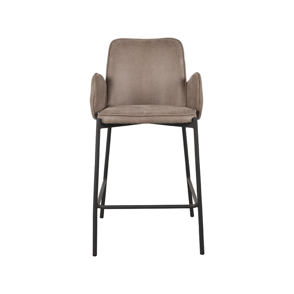 LABEL51 Tabouret de bar Joni - Taupe - Microfibre - Hauteur d'assise 65 cm