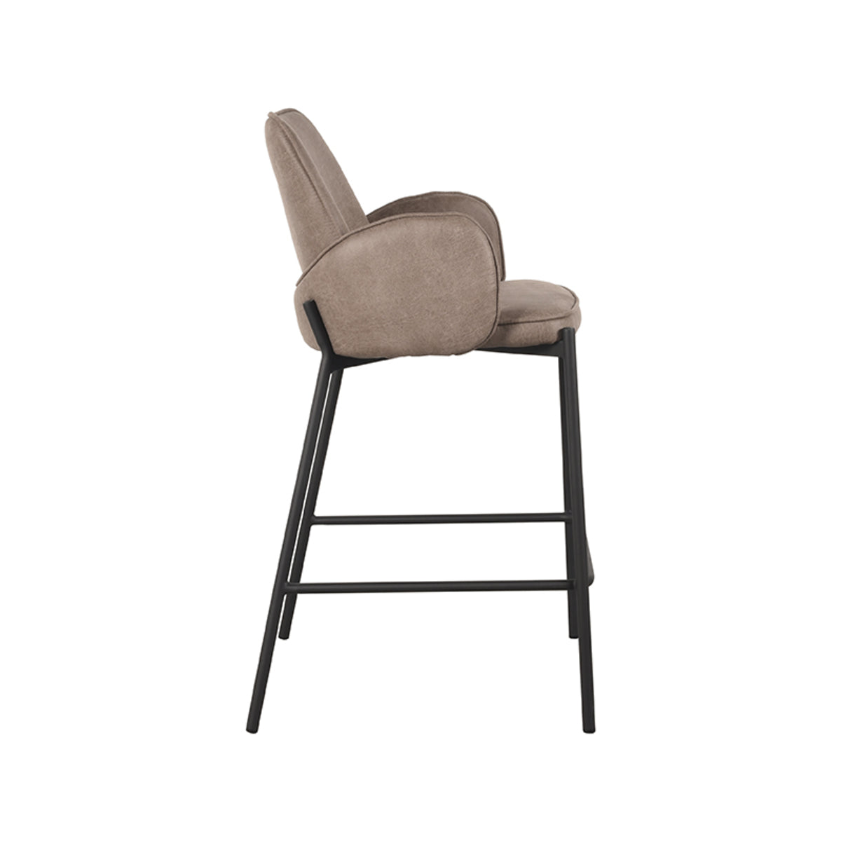 LABEL51 Tabouret de bar Joni - Taupe - Microfibre - Hauteur d'assise 65 cm