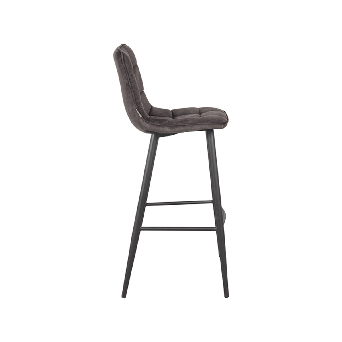 LABEL51 Tabouret de bar Jelt - Anthracite - Velours - Hauteur d'assise 78