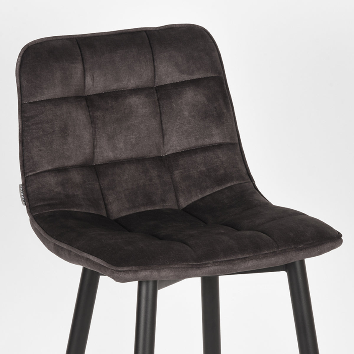 LABEL51 Tabouret de bar Jelt - Anthracite - Velours - Hauteur d'assise 78
