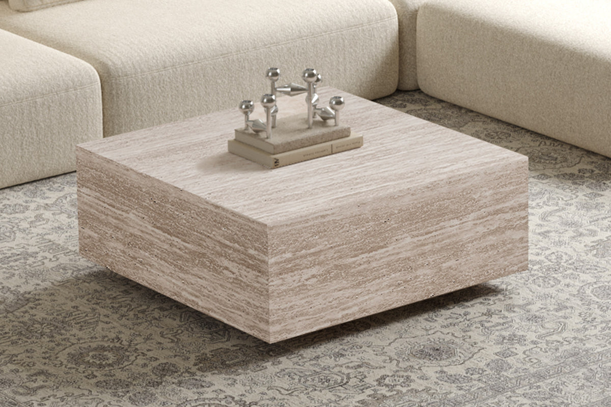 Rousseau - Table basse Jane - Travertin Beige - 38x90x90 cm