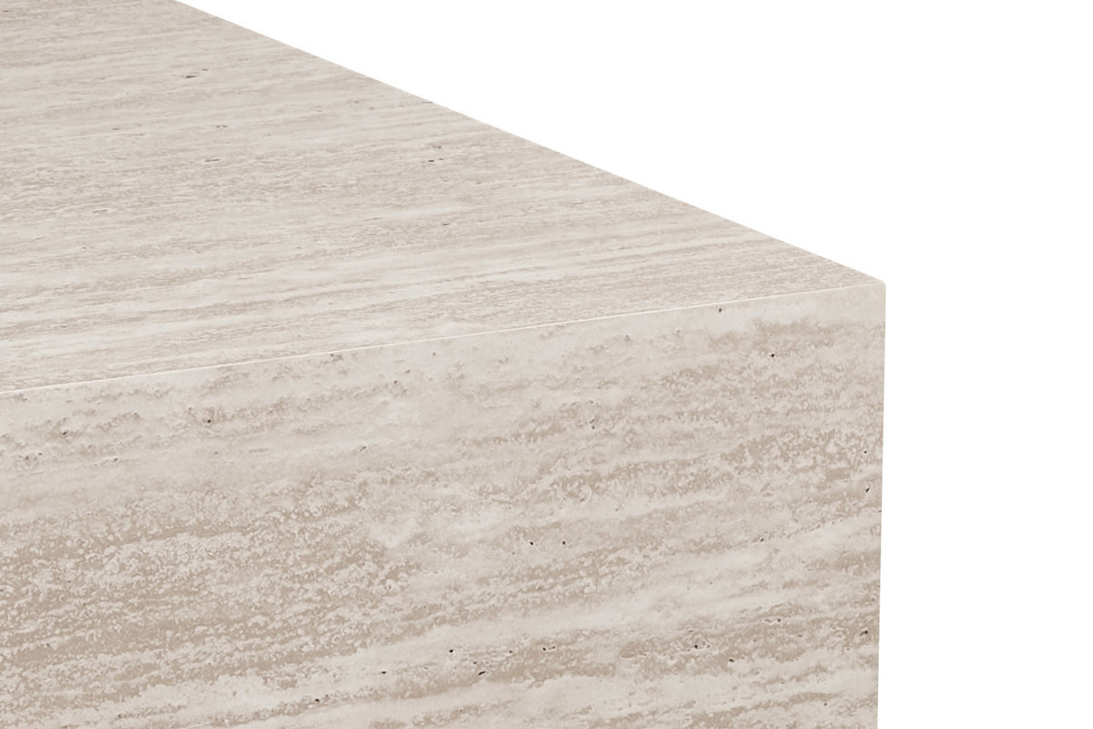 Rousseau - Table basse Jane - Travertin Beige - 38x90x90 cm