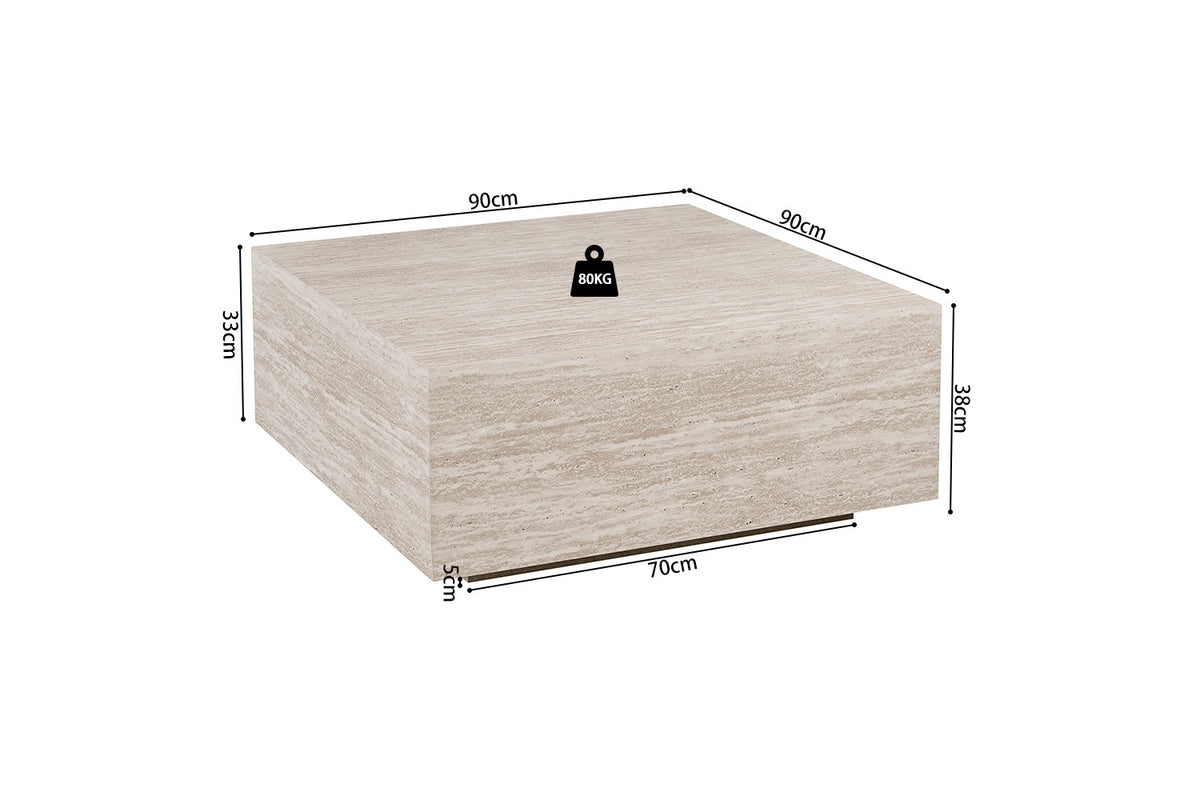 Rousseau - Table basse Jane - Travertin Beige - 38x90x90 cm
