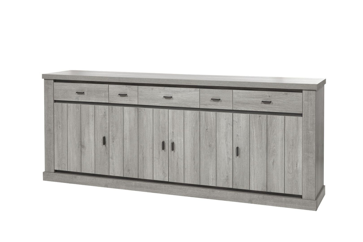 Image of GBO - Dressoir Mathieu - DR2 - Dark forrest eik - 248x98x48cm. Met deze tijdloze dressoir kiest u voor klasse met een cottage knipoog. De hoogwaardige kwaleitei...