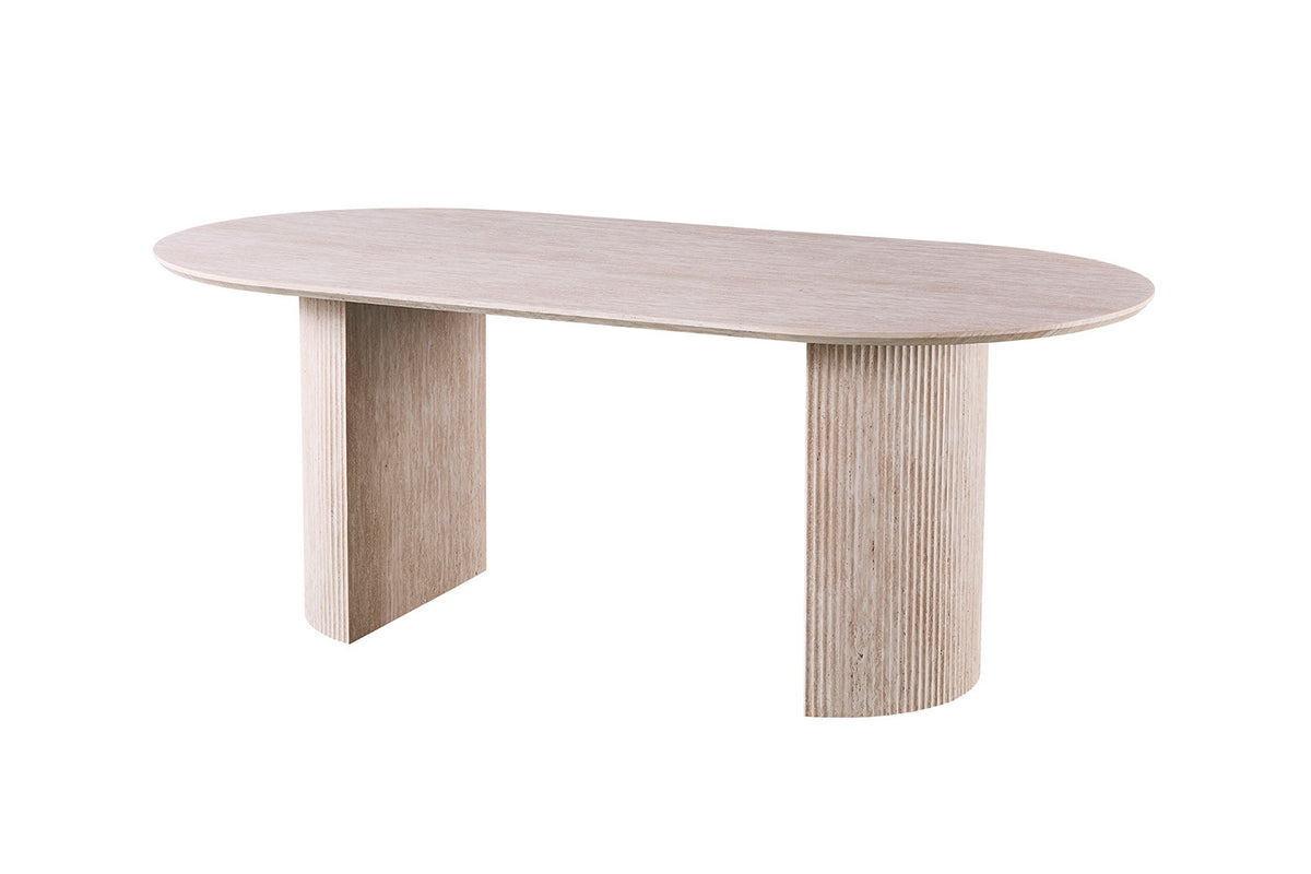 Rousseau - Tafel Lagos 200 cm Ovaal Decor Travertin Beige - 76x200x110 cm