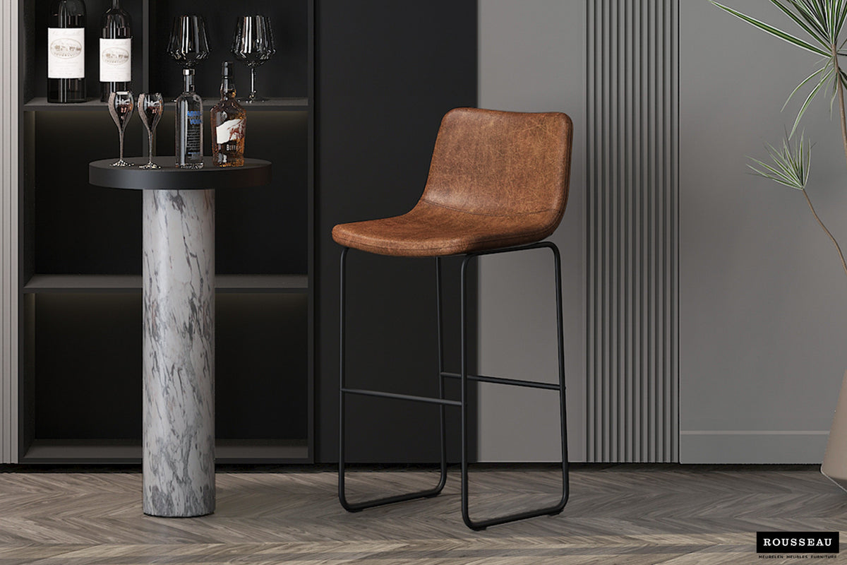 Tabouret de bar « Mancia » PU Ote Topper 02 Cognac
