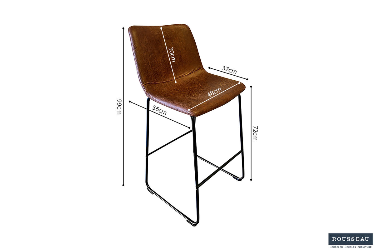 Tabouret de bar « Mancia » PU Ote Topper 02 Cognac