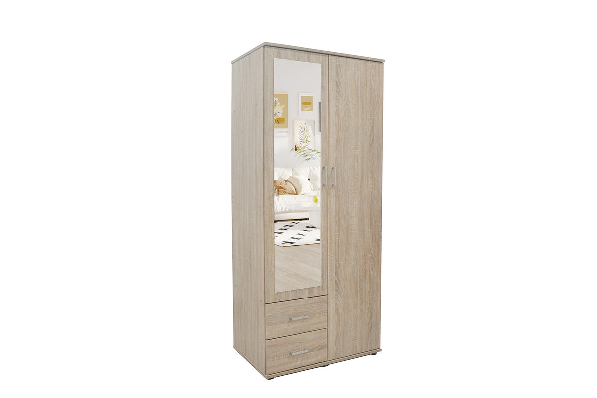 Armoire 'Marc' 2 portes avec miroir Sonoma