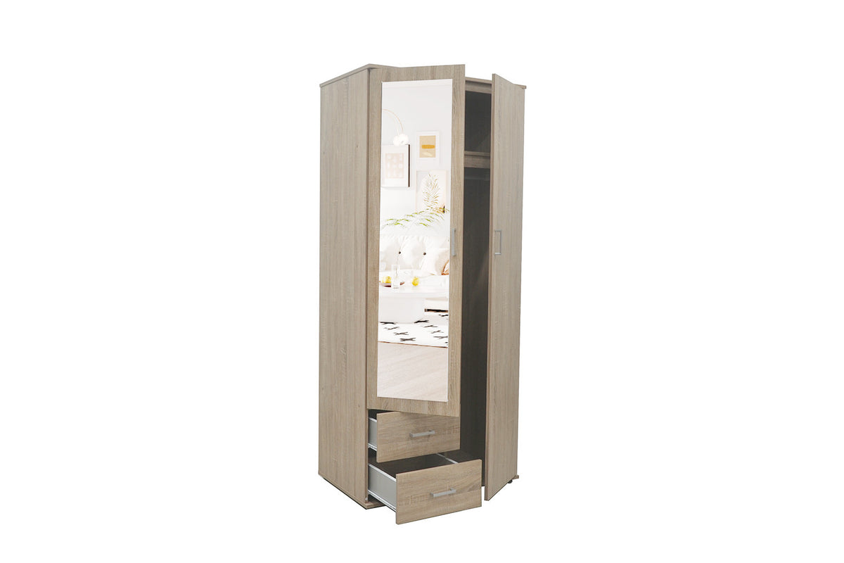 Armoire 'Marc' 2 portes avec miroir Sonoma