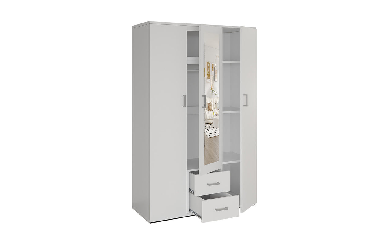 Armoire 'Marc' 3 portes avec miroir Blanc