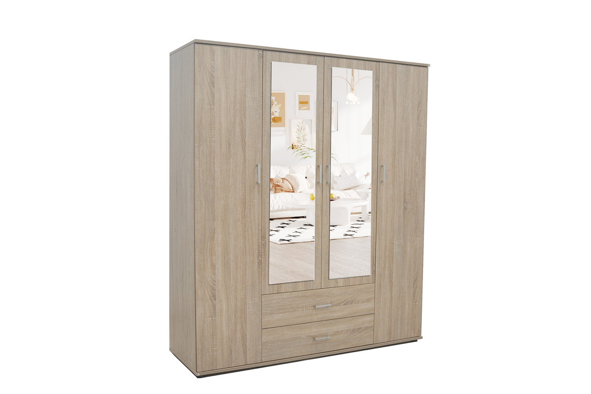 Armoire 'Marc' 4 portes avec 2 miroirs Sonoma