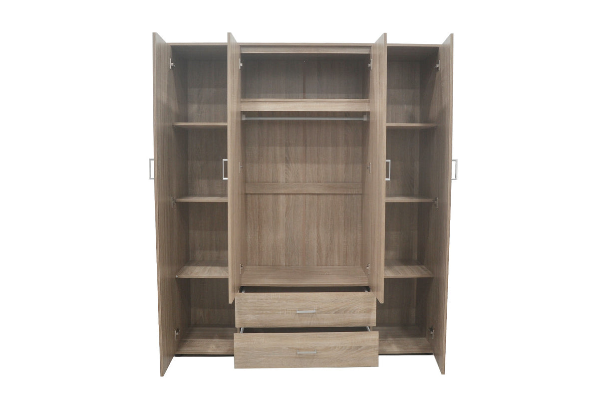 Armoire 'Marc' 4 portes avec 2 miroirs Sonoma