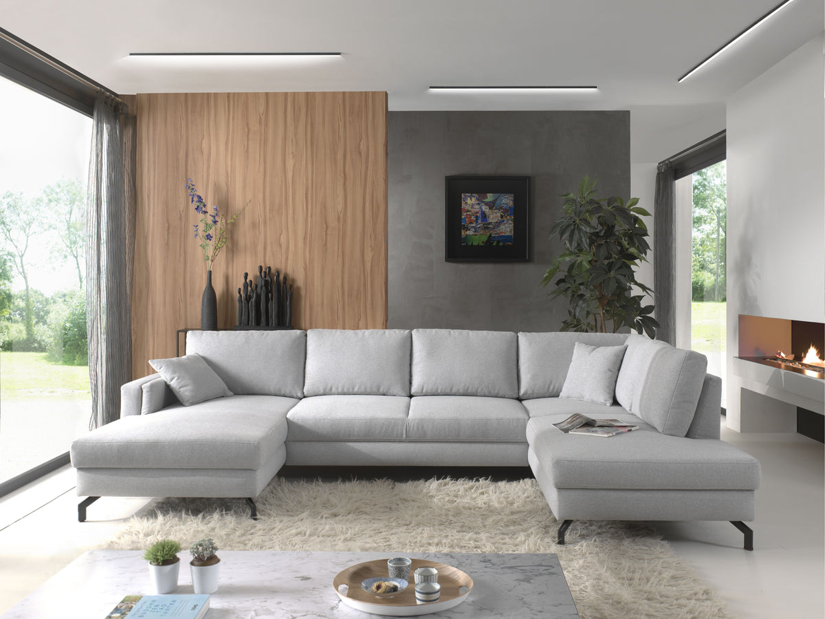 Image of MLM - Hoeksalon Patrick - Stof - Grijs - 165x342x203cm. Droomt u al jaren van een kwalitatieve lounge woonkamer hoeksalon ? U heeft hem gevonden; deze un...