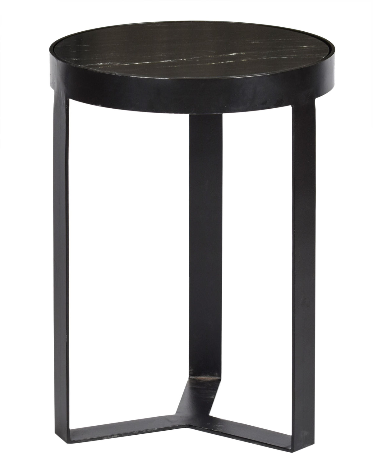 Image of LVF - Bijzettafel Glennis - Zwart imitatie marmer - 40x55x40cm. Deze salontafel is gemaakt van antraciet marmer en staat op een prachtig stalen frame. De combina...