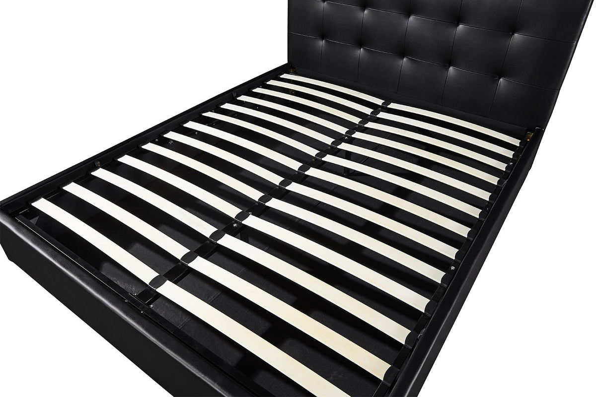 Tweepersoonsbed 'Porto' 160x200 met lattenbodem PU Zwart en opbergkoffer