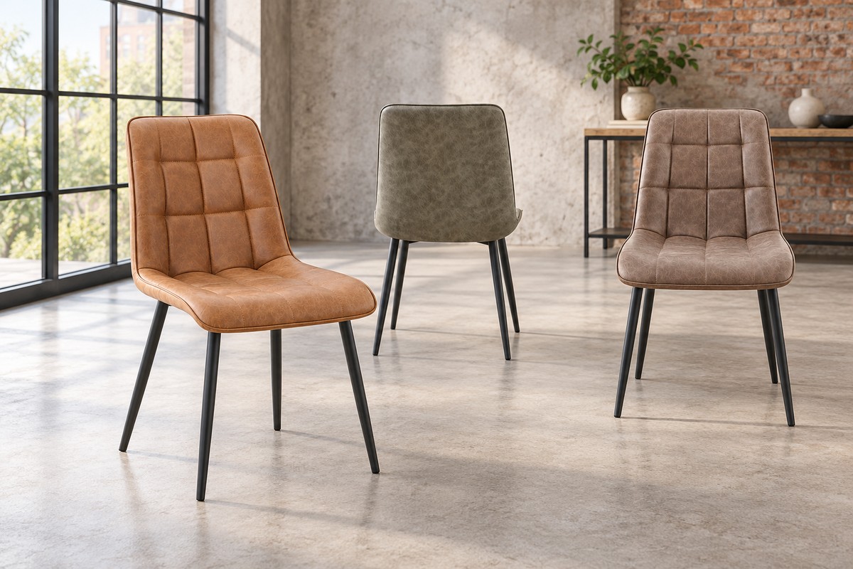 Rousseau - Set van 4 stoelen Furas Vintage PU Bruin - 88x46.5x59.5 cm