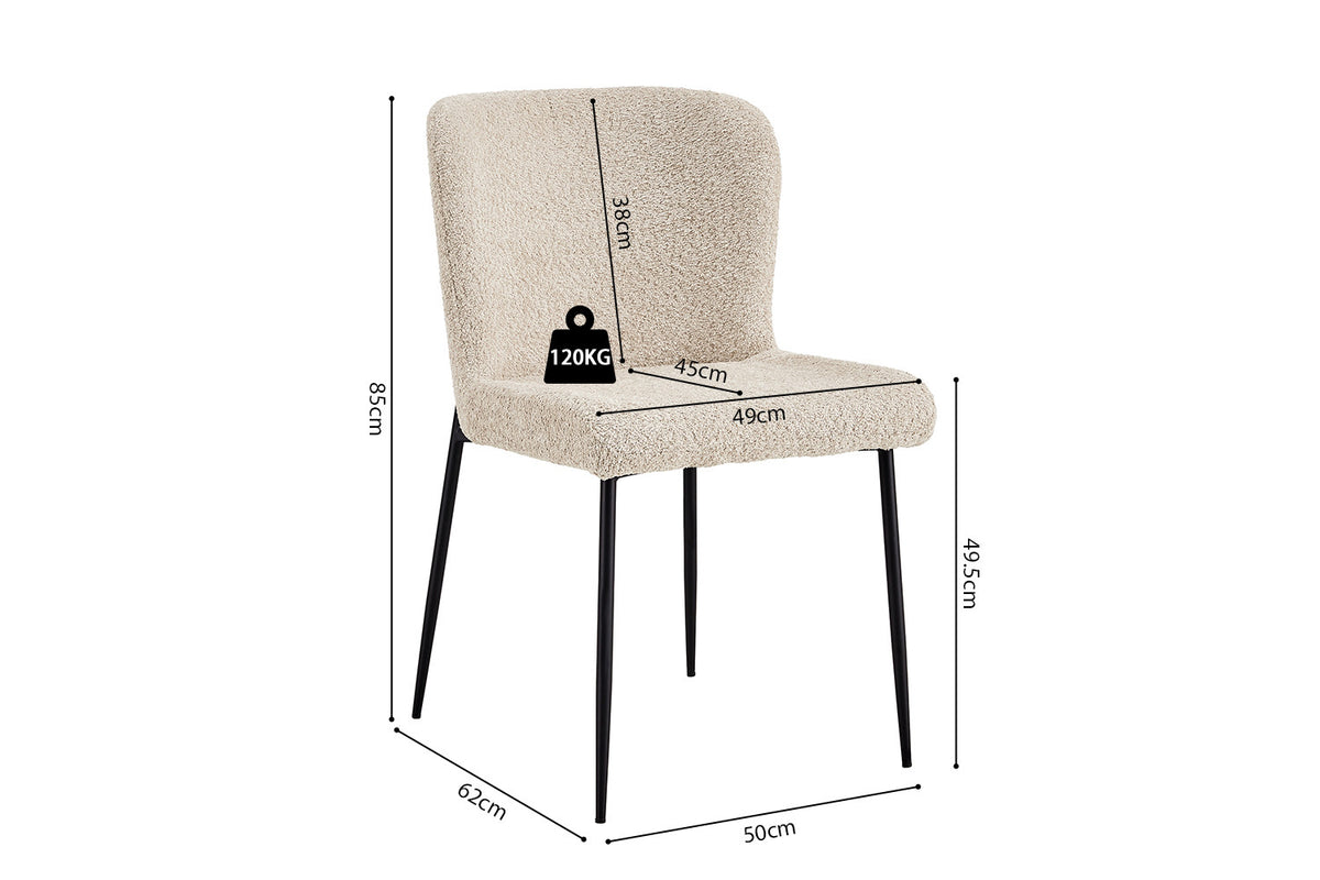 Rousseau - Chaise Lisa Boucle - Beige - 85x50x62 cm