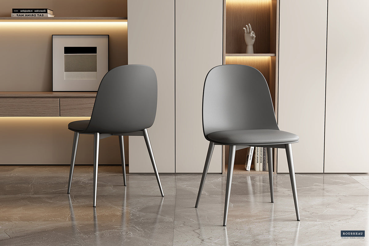 Rousseau - Chaise Jasmin Assise PP - PU Gris - 81x51x44 cm
