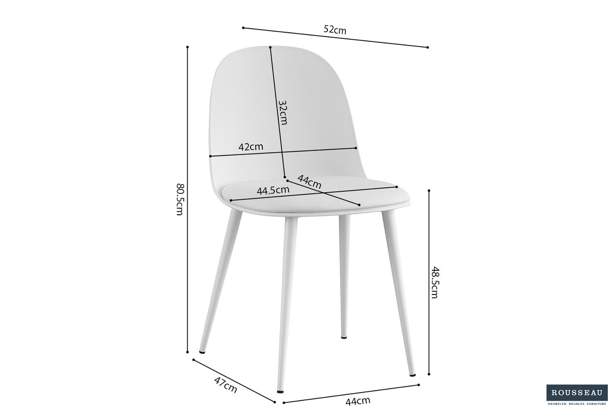 Rousseau - Chaise Jasmin Assise PP - PU Blanc - 81x51x44 cm