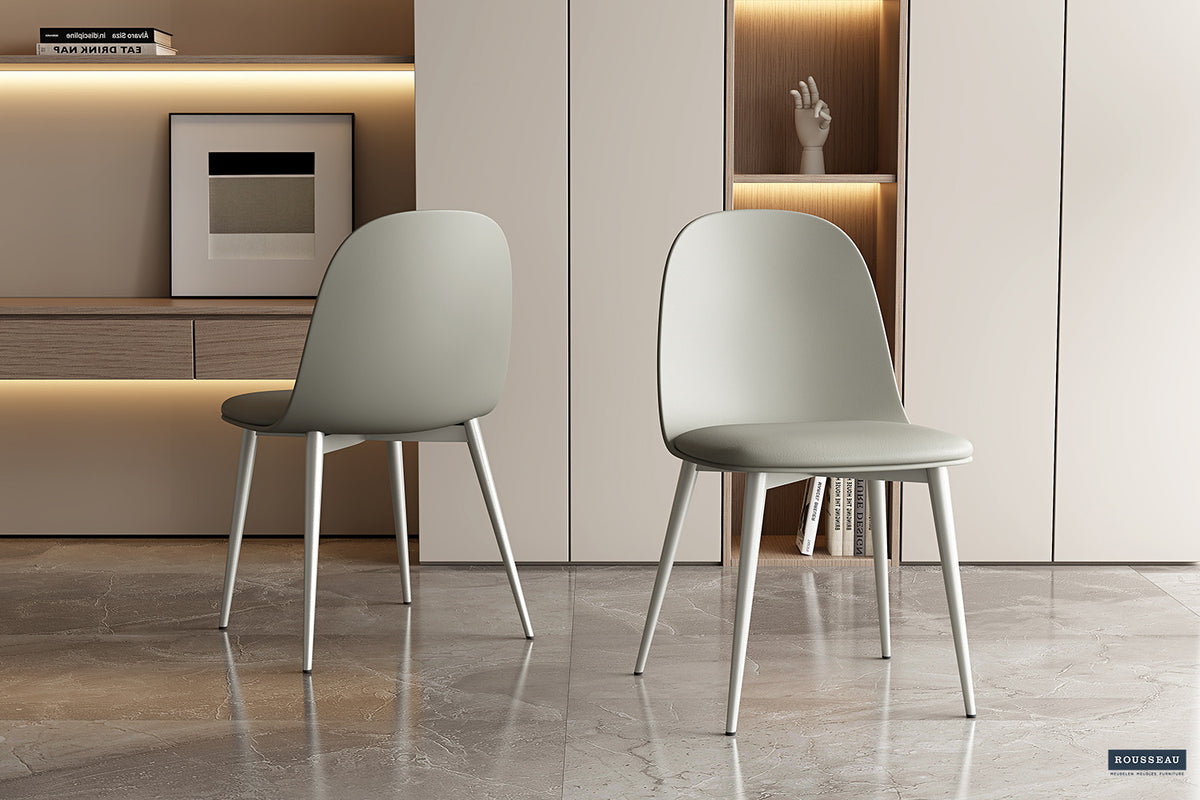 Rousseau - Chaise Jasmin Assise PP - PU Gris-vert - 81x51x44 cm