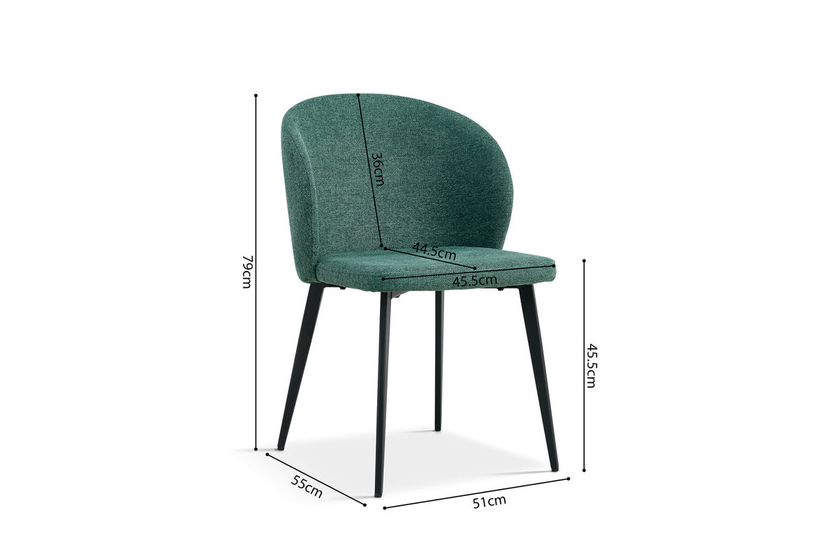 Rousseau - Chaise Toledo - Tissu Vert - 80x51x55 cm