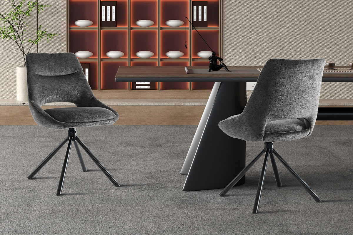 Rousseau - Chaise Dante - Tissu Gris - 85.5x51x60 cm