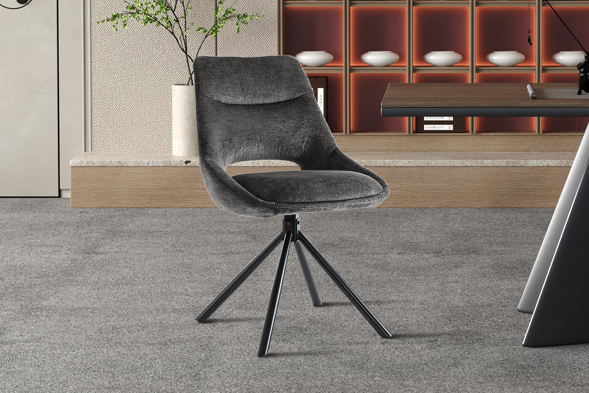 Rousseau - Chaise Dante - Tissu Gris - 85.5x51x60 cm