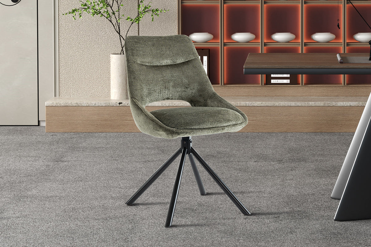 Rousseau - Chaise Dante - Tissu vert - 85.5x51x60 cm