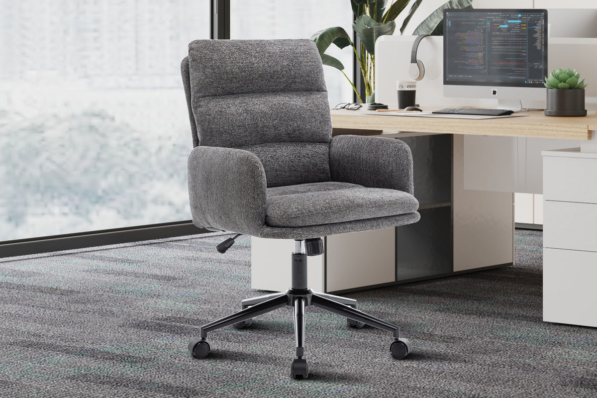 Chaise de bureau « Aimé » Tissu Fabb Raven 13 Gris foncé