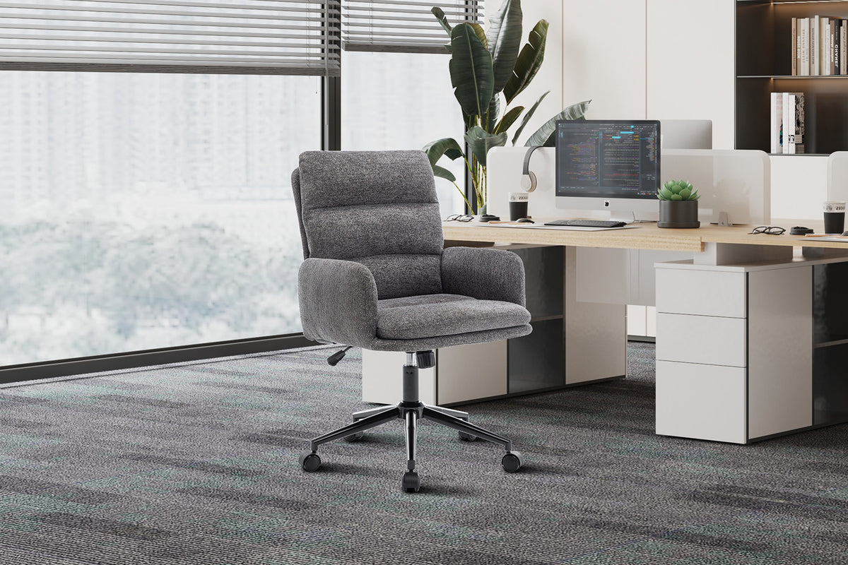 Chaise de bureau « Aimé » Tissu Fabb Raven 13 Gris foncé