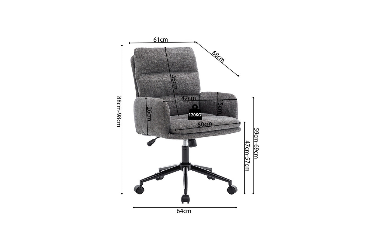 Chaise de bureau « Aimé » Tissu Fabb Raven 13 Gris foncé