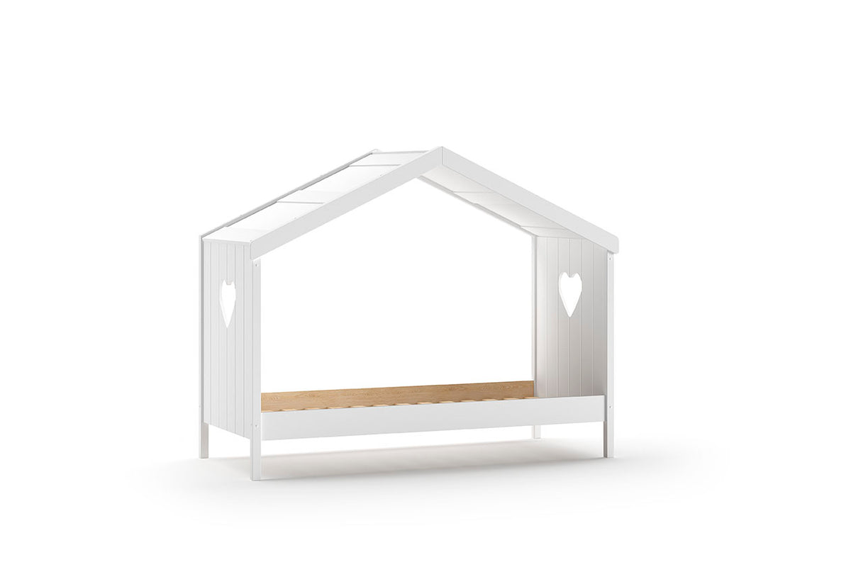 Cette combinaison AMORI se compose du lit-maison ouvert, du lit gigogne et de la protection antichute.
