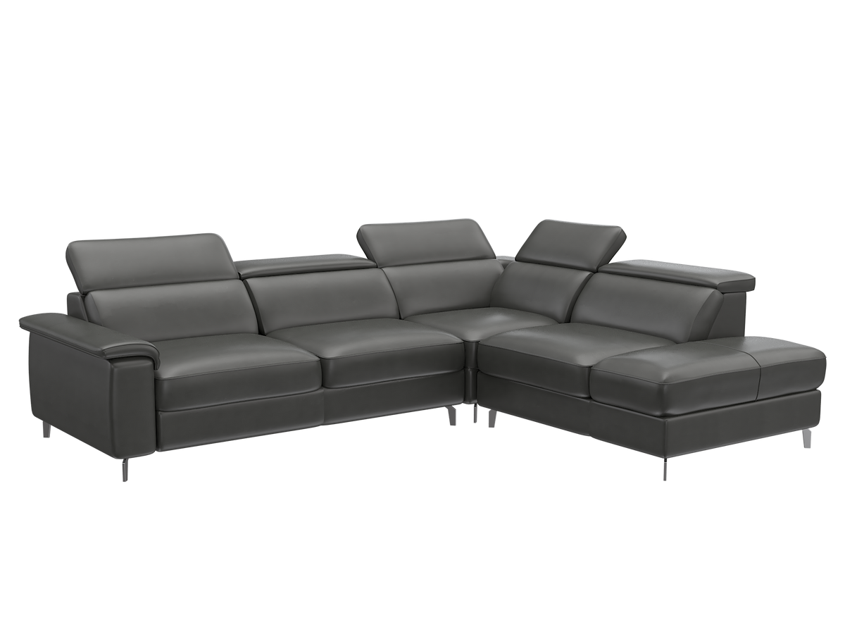Altoni - Canapé d'angle Ambassador - avec relaxation électrique - cuir noir - 295x224cm