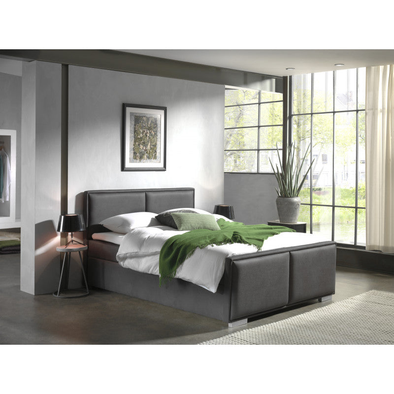 MLM - Boxspring Amsterdam - Opbergruimte - Antraciet - Stof - 140x110x200cm