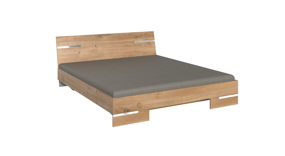 Wimex - Lit double Anna - 760291 - Chêne/Planches chromées - 140x81x200cm