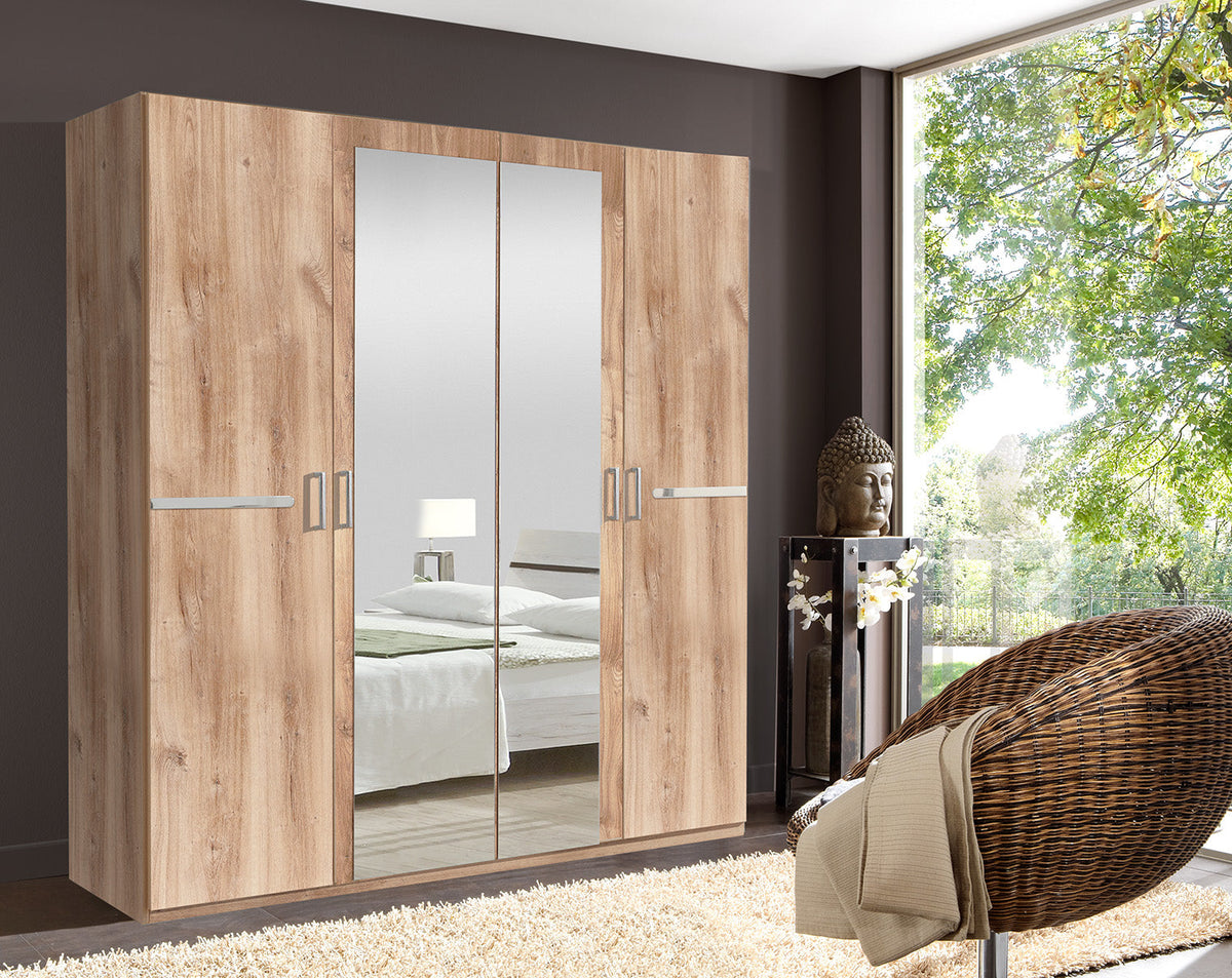 Wimex - Chambre (ensemble 4 pièces) Anna - 760189 - Planches Chêne/Chrome - 433x208x200cm