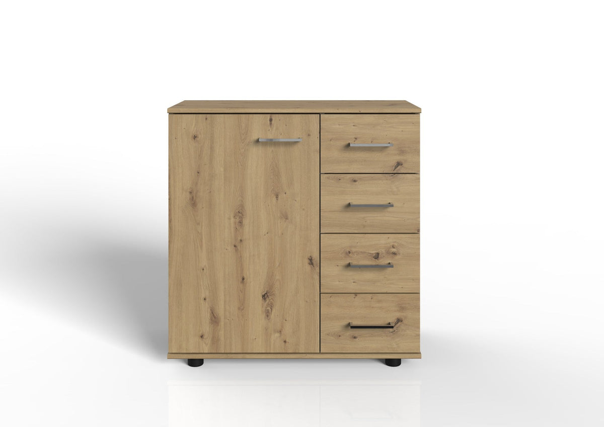 Wimex - Commode Anna - 761710 - Chêne Artisan/Chrome - 81x83x41cm