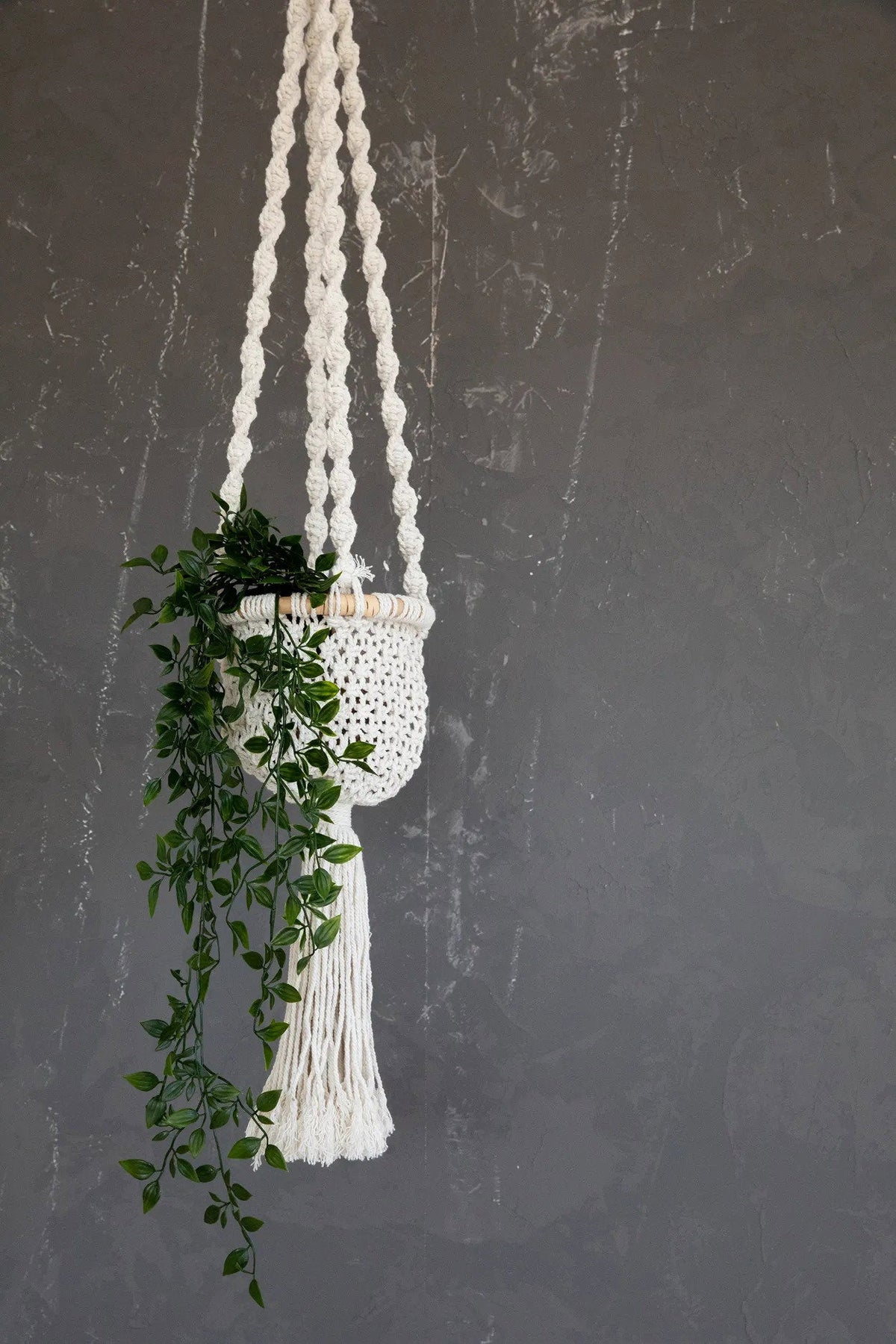BB - Support pour plantes Twisted Macramé - Aspect naturel blanc -S