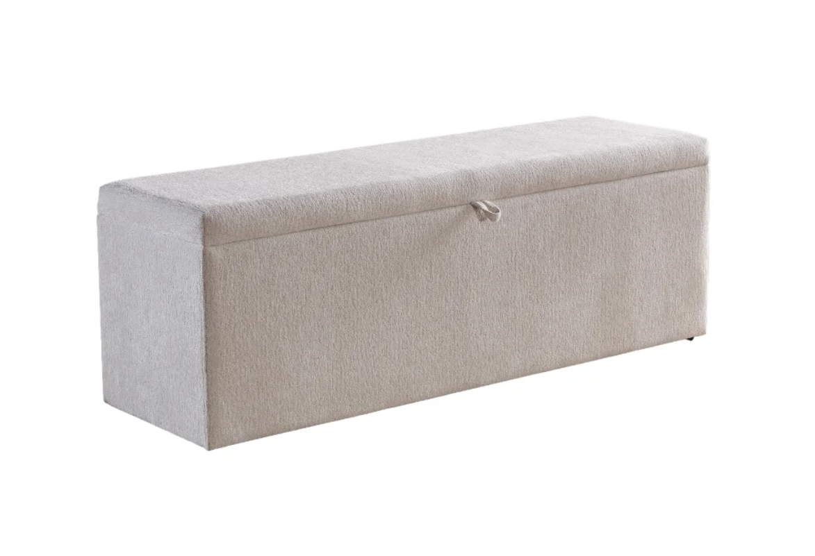 2BM - Sommier Boxspring Phoenix - LED - Espace de rangement - Boucle écrue - 160 x 200 cm