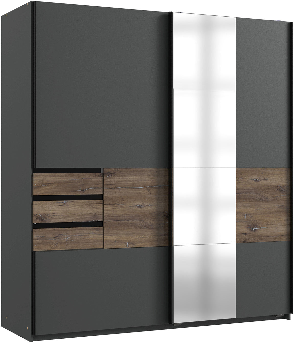 Wimex - Armoire Bamberg - X07765 - Graphite/Noir - 180x198x65cm