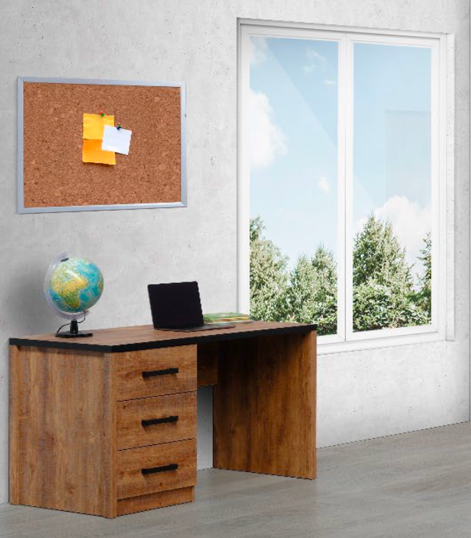 TYC - Bureau Oline - Chêne industriel + ligne noire - 125x75x65cm