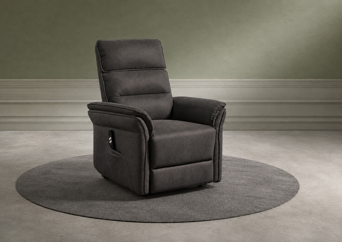 GBO - Fauteuil relax Mandelieu - Tissu gris - 75x92xh105 cm